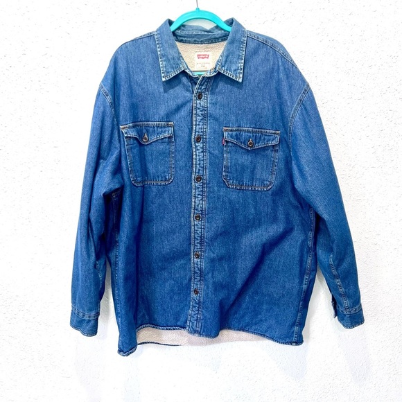 Levi's shacket Blue Sherpa-Lined Jacket XXL - Picture 1 of 7